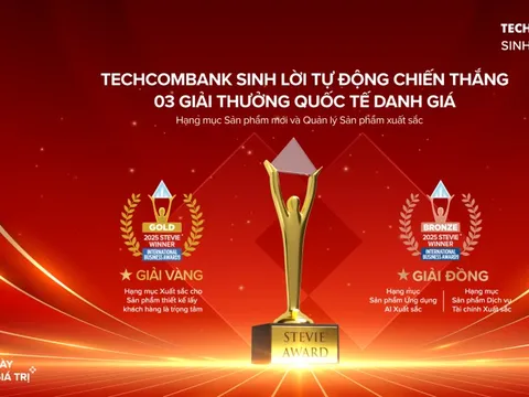 Sản phẩm Techcombank sinh lời tự động giành giải vàng Stevie Awards