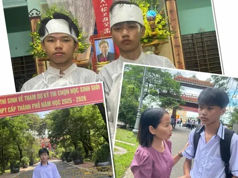 Xúc động chuyện 2 anh em ở Huế đội tang cha đi thi học sinh giỏi