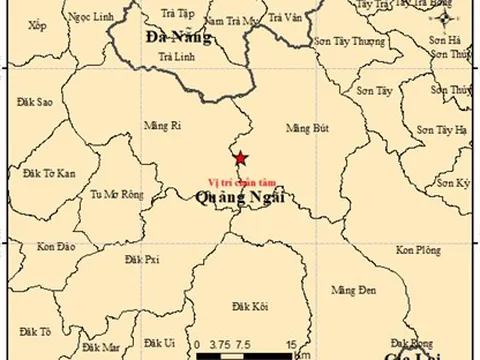 Liên tiếp 5 trận động đất tại xã Măng Bút, tỉnh Quảng Ngãi, có trận 4,3 độ