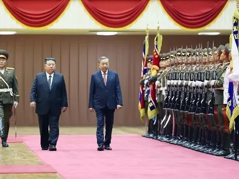 Trọng thể lễ đón Tổng Bí thư Tô Lâm thăm cấp nhà nước Triều Tiên