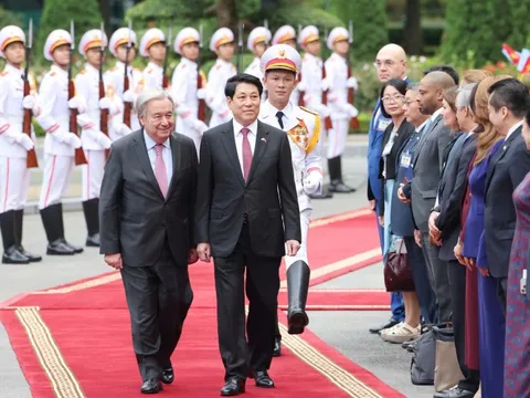 Chủ tịch nước Lương Cường chủ trì đón Tổng Thư ký Liên Hợp Quốc