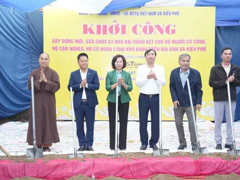 Xã Kiều Phú khởi công đồng loạt 63 căn nhà Đại đoàn kết cho hộ người có công và cận nghèo