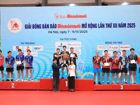 Trao giải Bóng bàn Báo Hànộimới mở rộng năm 2025