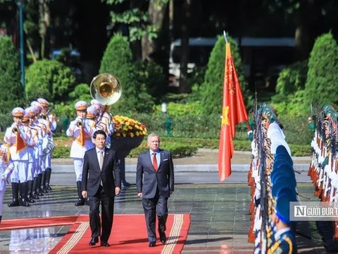 Chủ tịch nước Lương Cường chủ trì Lễ đón trọng thể Quốc vương Jordan