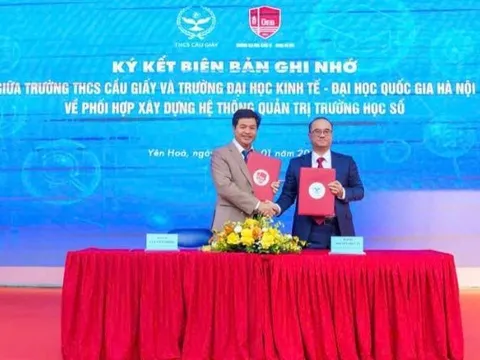 Trường Đại học Kinh tế phối hợp thí điểm, chuyển giao Hệ thống Quản trị trường học số tại Trường THCS Cầu Giấy