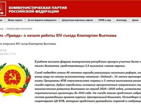 Báo chí Nga viết về Đại hội XIV: Đảng quan tâm nâng cao mức sống của người dân