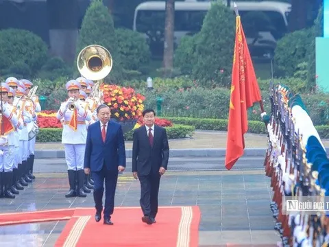 Tổng Bí thư Tô Lâm chủ trì lễ đón trọng thể Tổng Bí thư, Chủ tịch nước Lào