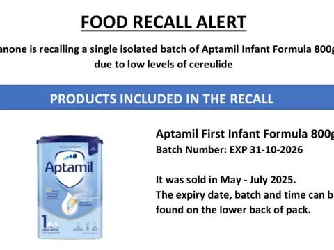 Cảnh báo ngừng sử dụng sữa Aptamil Infant Formula 800g do nhiễm độc tố