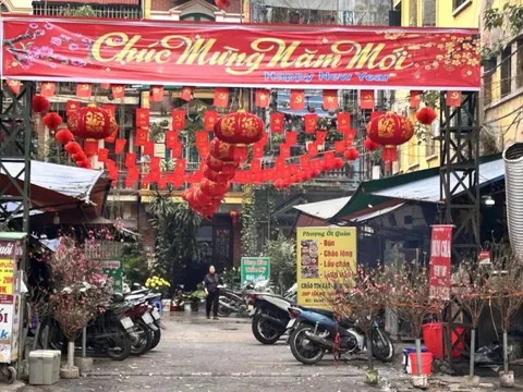 Hà Nội: Treo cờ Tổ quốc chào mừng Tết Nguyên đán Bính Ngọ