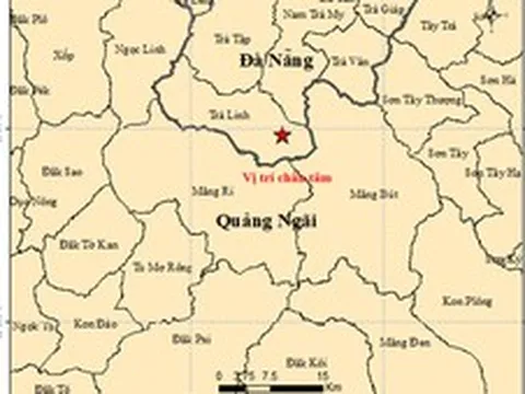 Liên tiếp xảy ra 5 trận động đất ở Đà Nẵng và Quảng Ngãi