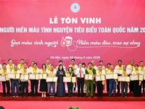 Tôn vinh 100 người hiến máu tình nguyện tiêu biểu năm 2026