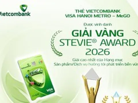 Thẻ Vietcombank Visa Hanoi Metro - MeGO giành Giải Vàng Stevie Awards 2026