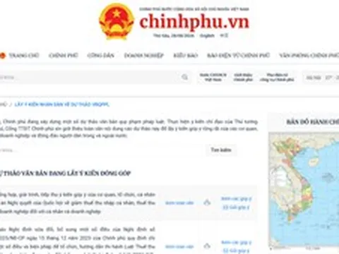 Bổ sung yêu cầu đăng tải, lấy ý kiến đối với dự án luật, pháp lệnh trên Cổng Thông tin điện tử Chính phủ