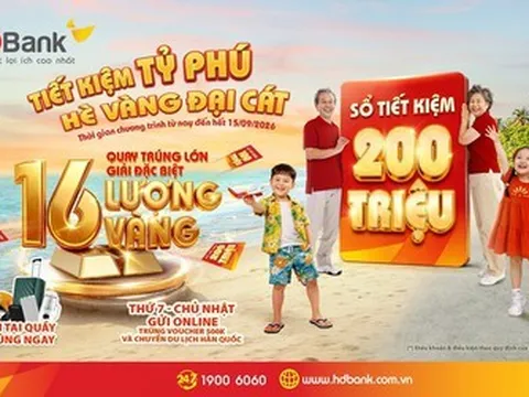 Đếm ngược đến 15/9: 26 lượng vàng SJC chờ chủ nhân gửi tiết kiệm tại HDBank