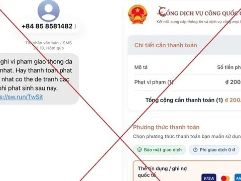 Cảnh báo tin nhắn "phạt nguội" kèm link giả mạo để chiếm tài khoản ngân hàng