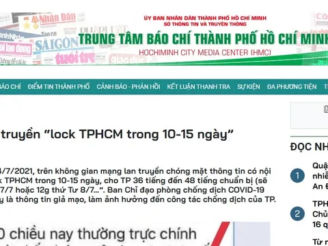 Bác bỏ tin đồn ‘lock TPHCM trong 10-15 ngày’
